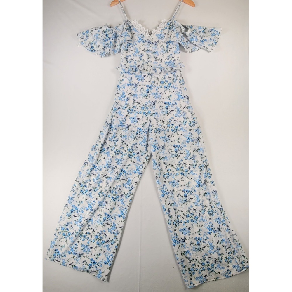 Disney Princess Floral Cold Shoulder Wide Leg Jumpsuit Women's Small Cottagecore